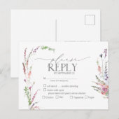 トレンディーエレガントワイルドフラワーフローラウェディングRSVP インビテーションポストカード (正面/裏面)