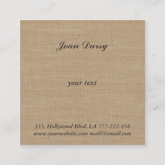 トレンディーエレガントヴィンテージバーラップレースモノグラム スクエア名刺 (裏面)