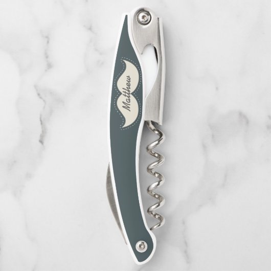 トレンディーエレガント口ひげパーソナライズされた ソムリエナイフ (裏面)