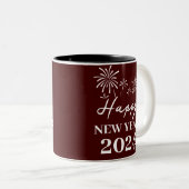 トレンディーエレガント台本ハッピーニューイヤー ツートーンマグカップ (正面右)