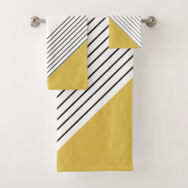 トレンディーエレガント幾何学的シックマスタードイエロー バスタオルセット