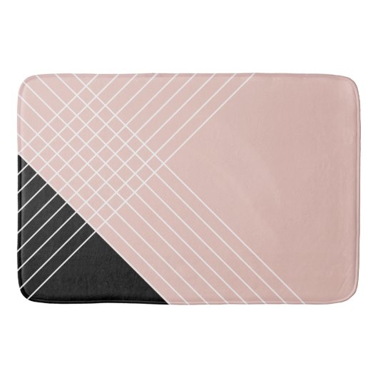 トレンディーエレガント幾何学的シック赤面とブラック バスマット (正面)