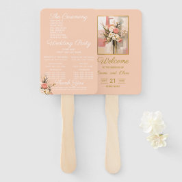 トレンディーエレガント幾何学的結婚式 プログラムハンドファン ハンドファン