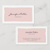 トレンディーエレガント手書きスクリプトピンク金ゴールドプレーン 名刺 (正面/裏面)