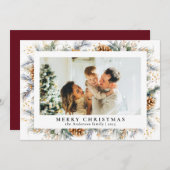 トレンディーエレガント植物株 | 赤いクリスマス シーズンカード (正面/裏面)