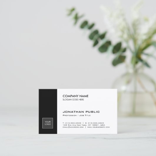 トレンディーエレガント白黒お洒落デザイン会社 名刺 (スタンド正面)