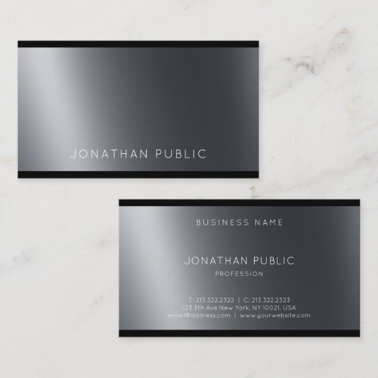 トレンディーエレガント白黒モダントッププロフェッショナル 名刺 (正面/裏面)