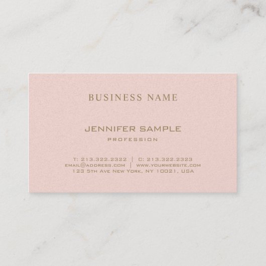 トレンディーエレガント赤面ピンク金ゴールドエリートプレインラグジュアリー 名刺 (裏面)