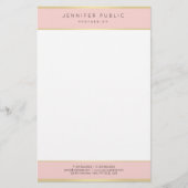 トレンディーエレガント赤面ピンク金ゴールドテンプレートモダン 便箋 (正面)