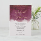 トレンディーエレガント赤 | 水彩クラシック 招待状 (スタンド正面)