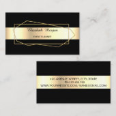 トレンディーエレガント金ゴールドジオメトリック、フレーム、黒 名刺 (正面/裏面)