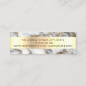 トレンディーエレガント金ゴールドストライプフレーム、白大理石 スキニー名刺 (裏面)