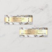 トレンディーエレガント金ゴールドストライプフレーム、白大理石 スキニー名刺 (正面/裏面)