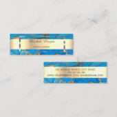 トレンディーエレガント金ゴールドストライプフレーム、青い大理石 スキニー名刺 (正面/裏面)