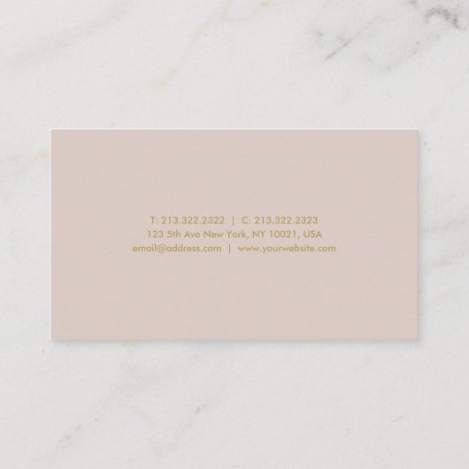 トレンディーエレガント金ゴールドモダン文字ミニマルプレーントップ 名刺 (裏面)