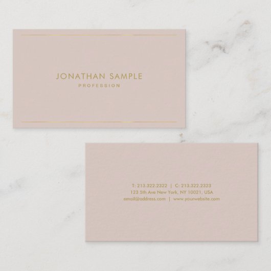 トレンディーエレガント金ゴールドモダン文字ミニマルプレーントップ 名刺 (正面/裏面)