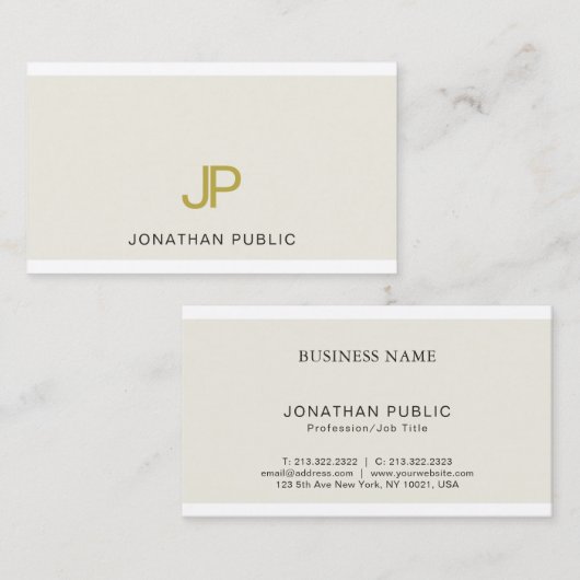 トレンディーエレガント金ゴールドモノグラムデザインモダンラグジュアリー 名刺 (正面/裏面)