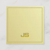 トレンディーエレガント金ゴールドルックモノグラムプレーンラグジュアリー スクエア名刺 (正面)