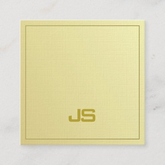 トレンディーエレガント金ゴールドルックモノグラムプレーンラグジュアリー スクエア名刺 (正面)