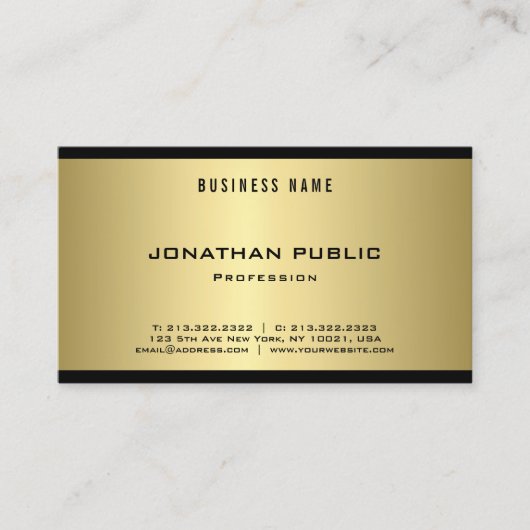 トレンディーエレガント金ゴールドルッモダンプカッコいいライナラグジュアリ 名刺 (正面)