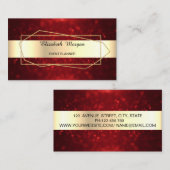 トレンディーエレガント金ゴールド幾何学模様、フレーム、赤《写真》ぼけ味 名刺 (正面/裏面)