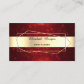 トレンディーエレガント金ゴールド幾何学模様、フレーム、赤《写真》ぼけ味 名刺 (正面)