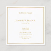 トレンディーエレガント金ゴールド文字ホワイトテンプレートモダン スクエア名刺 (裏面)