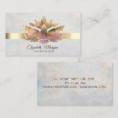 トレンディーエレガント金ゴールド、ホワイトオパールロータス 名刺 (正面/裏面)