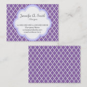 トレンディーエレガント、クール、紫ガーリーの花形箔 名刺 (正面/裏面)