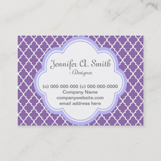 トレンディーエレガント、クール、紫ガーリーの花形箔 名刺 (正面)