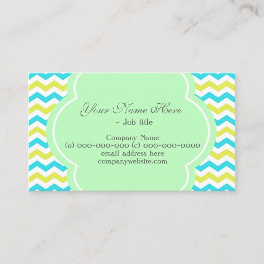 トレンディーエレガント、青モダンとライムグリーンシブロン 名刺 (正面)