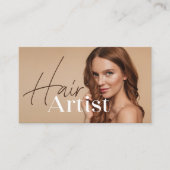 トレンディーエレガントBiege Hairstylistフォトスクリプト 名刺 (正面)