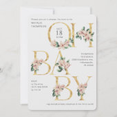 トレンディーオベビーマグノリアパープル赤面ベビーシャワー 招待状 (正面)