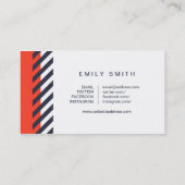 トレンディーオレンジとブルーのストライプソーシャルメディア 名刺 (裏面)