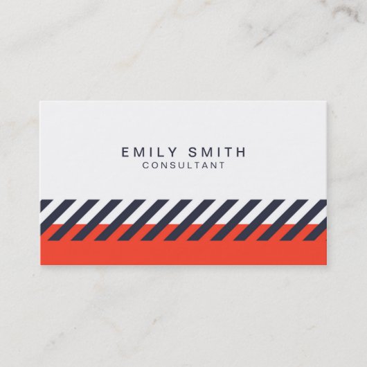 トレンディーオレンジとブルーのストライプソーシャルメディア 名刺 (正面)