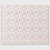 トレンディーオレンジと黒かわいいハートパターン ラッピングペーパー (フラット)