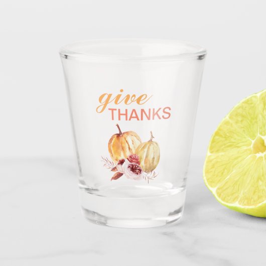トレンディーオレンジアンドレッド与え感謝してい&パンプキン ショットグラス (正面)