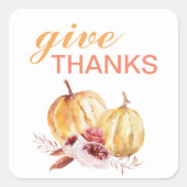 トレンディーオレンジアンドレッド与え感謝してい&パンプキン スクエアシール (正面)