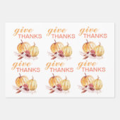 トレンディーオレンジアンドレッド与え感謝してい&パンプキン ラッピングペーパーシート (正面)