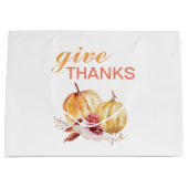 トレンディーオレンジアンドレッド与え感謝してい&パンプキン ラージペーパーバッグ (正面)