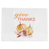 トレンディーオレンジアンドレッド与え感謝してい&パンプキン ラージペーパーバッグ (裏面)