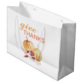 トレンディーオレンジアンドレッド与え感謝してい&パンプキン ラージペーパーバッグ (正面アングル)