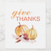 トレンディーオレンジアンドレッド与え感謝してい&パンプキン ワインラベル (シングルラベル)