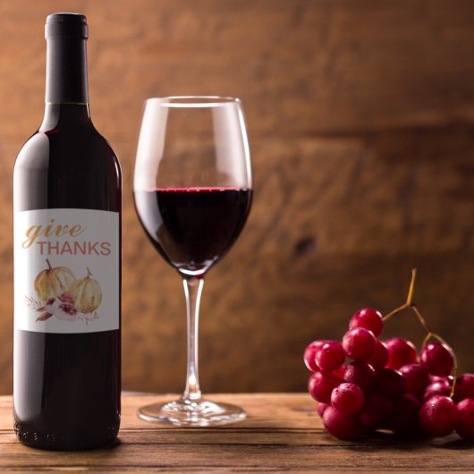 トレンディーオレンジアンドレッド与え感謝してい&パンプキン ワインラベル