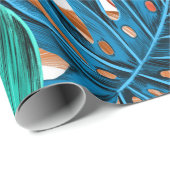 トレンディーオレンジイエローグリーントロピカルジャングル葉 ラッピングペーパー (ロールコーナー)