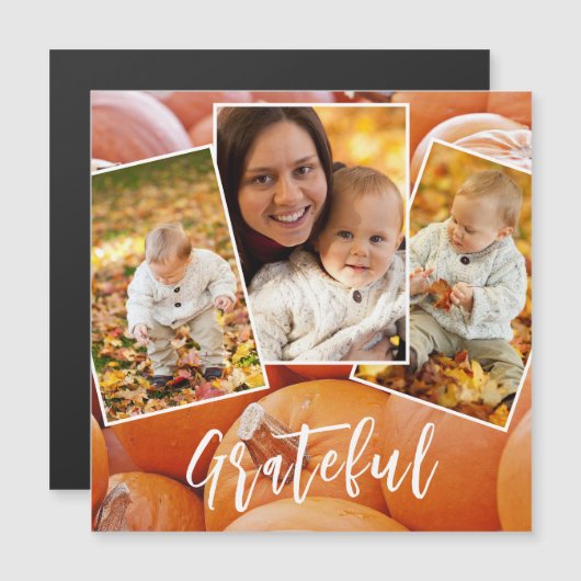 トレンディーオレンジカボチャ写真ドロングラスマグネティックカード (正面/裏面)