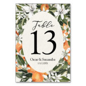 トレンディーオレンジフラワーズ&リーフ美しいフレーム テーブルナンバー (裏面)