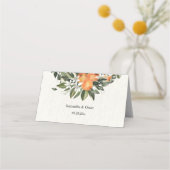 トレンディーオレンジフラワーズ&リーフ美しいフレーム プレイスカード (裏面)