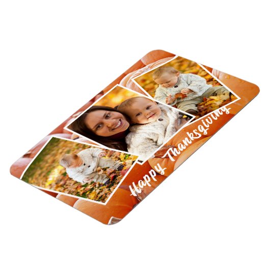 トレンディーオレンジレッドファミリー写真感謝祭 マグネット (左側)