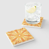 トレンディーオレンジ、黄色のフラクタル ストーンコースター (横)